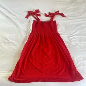 Green Envelope, Red Bow-strapped dress, L